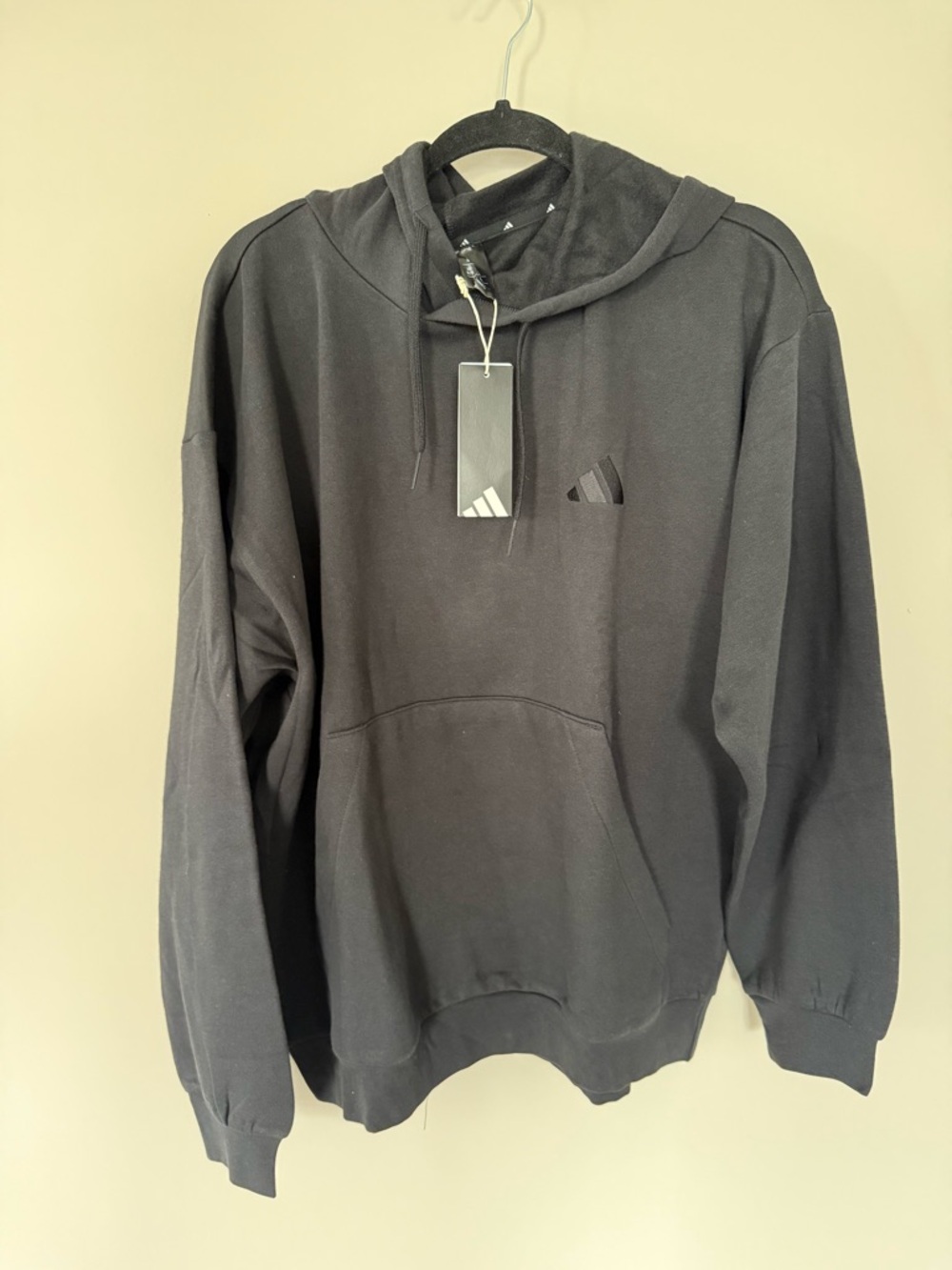 adidas Black Pullover Hoodie with White Logo